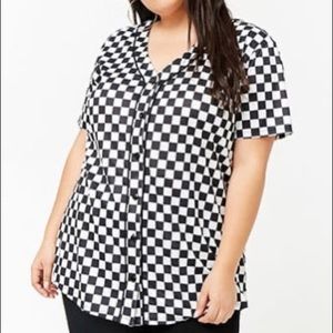 F21 CHECKERED JERSEY TOP